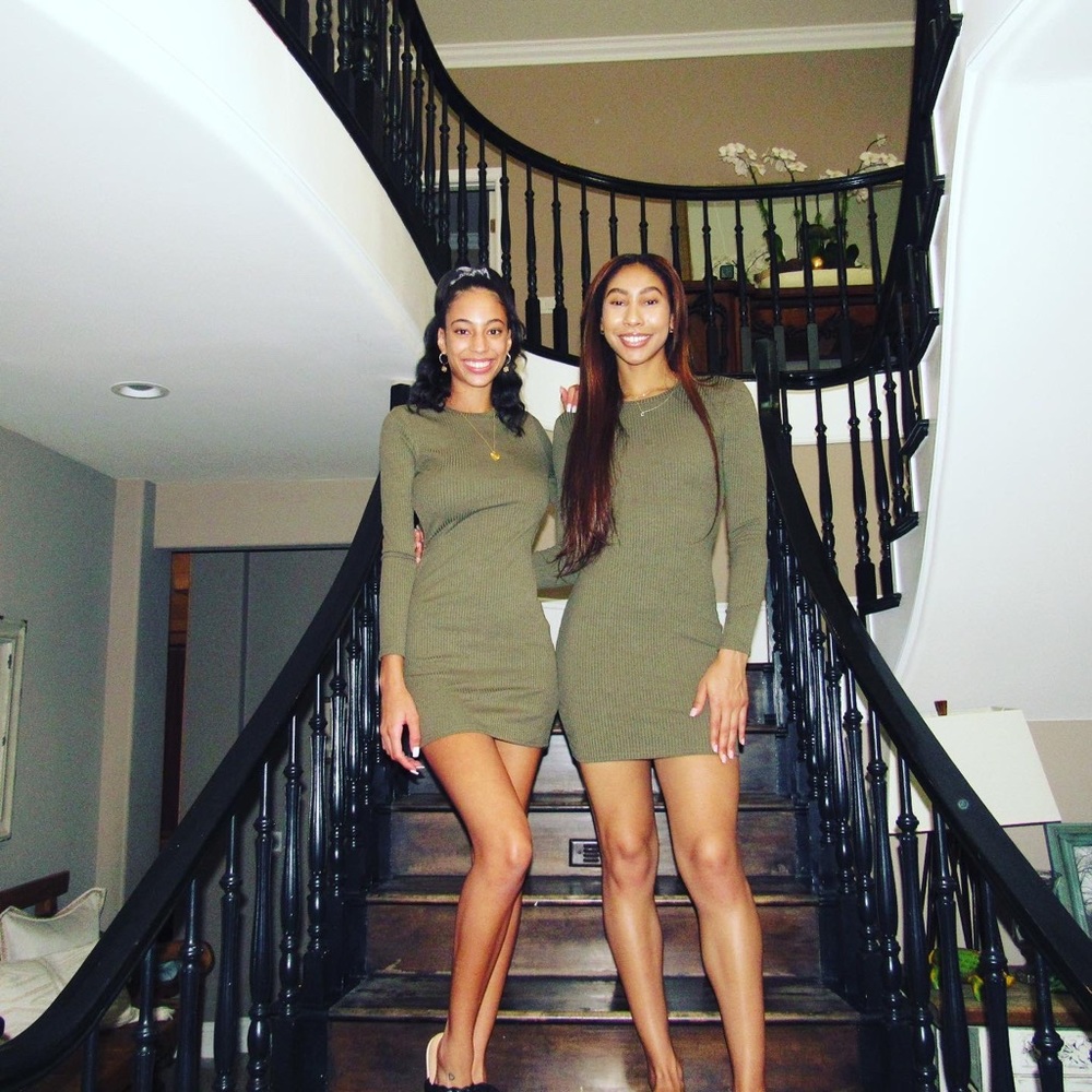 Cute olive green mini backout dress
